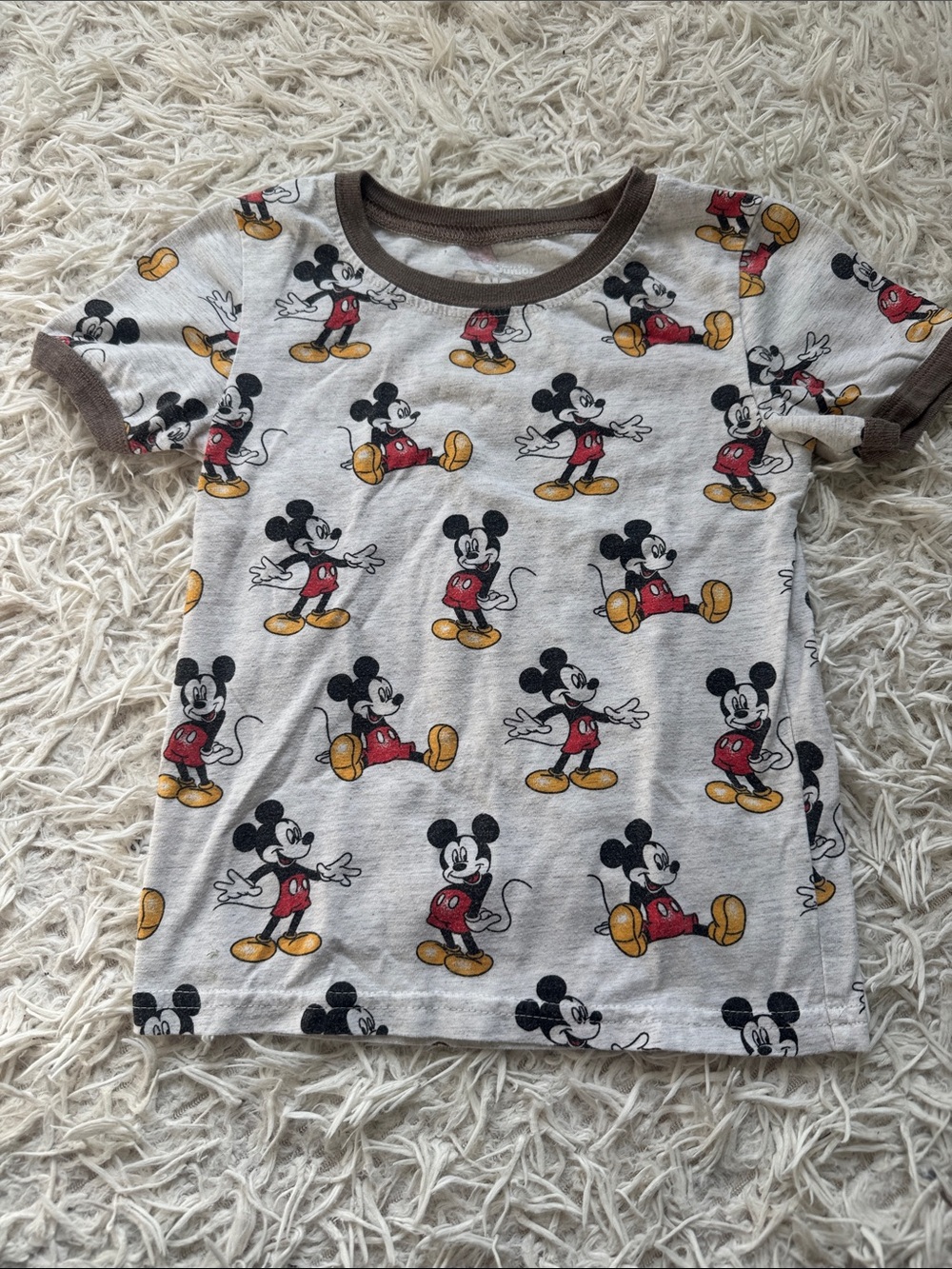 Source Unknown Mickey Mouse Allover Print Tee - White, Red, Yellow, Brown